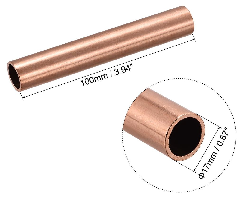 100mm L?nge Kupferrohr 17mm Au?endurchmesser, Nahtlose Gerades Rohr 1,5mm Wandst?rke, Kupfer Rundrohr fš¹r Industrie Bauwesen Garten Haushalt Bas...
