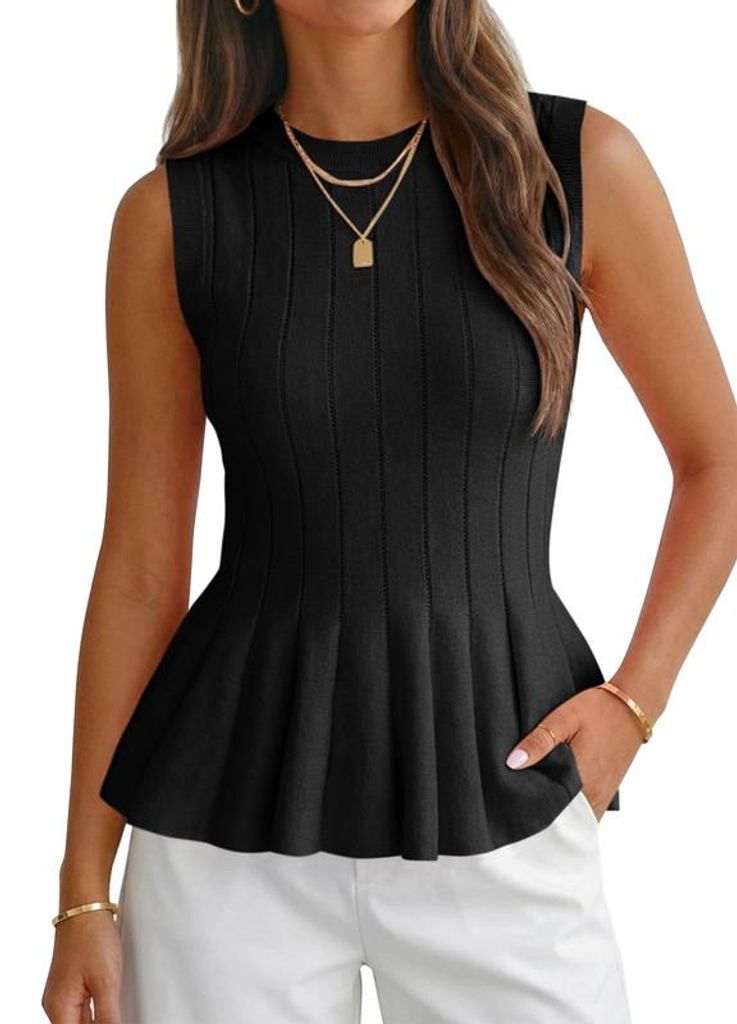 Damen-Tanktops mit Peplum-Schößchen,taillierte,gerippte Produktbild 