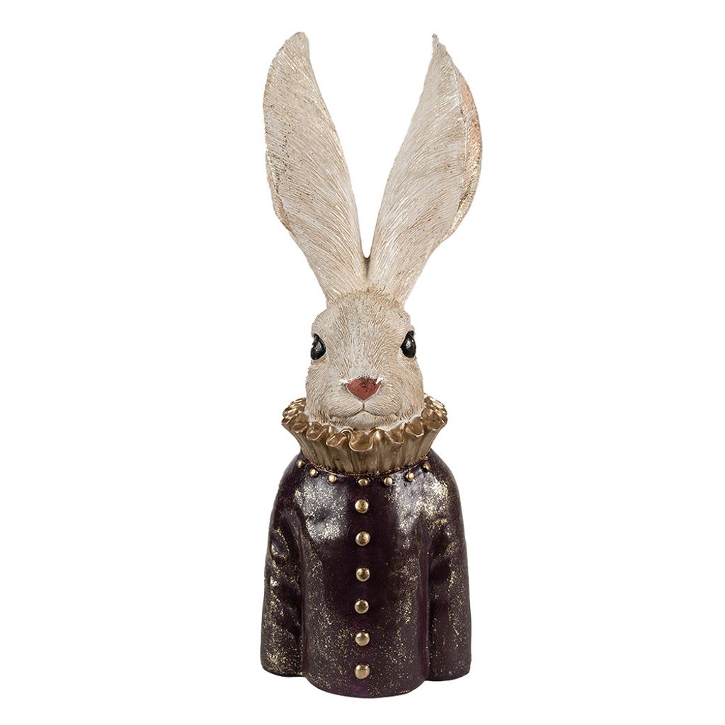 Clayre & Eef Figur Kaninchen 42 cm Weiß Goldfarbig Polyresin