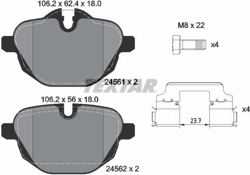 TEXTAR 2456101 Bremsbeläge Satz Hinten für BMW 5 Touring Produktbild 