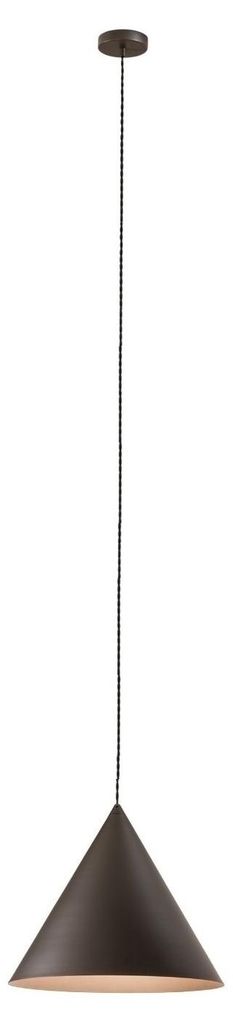 Konische Pendelleuchte aus pulverbeschichtetem Metall und Aluminium in Metallic-Grau und Braun, Durchmesser 30 cm, 1 x E27 max. 60 W - Perenz