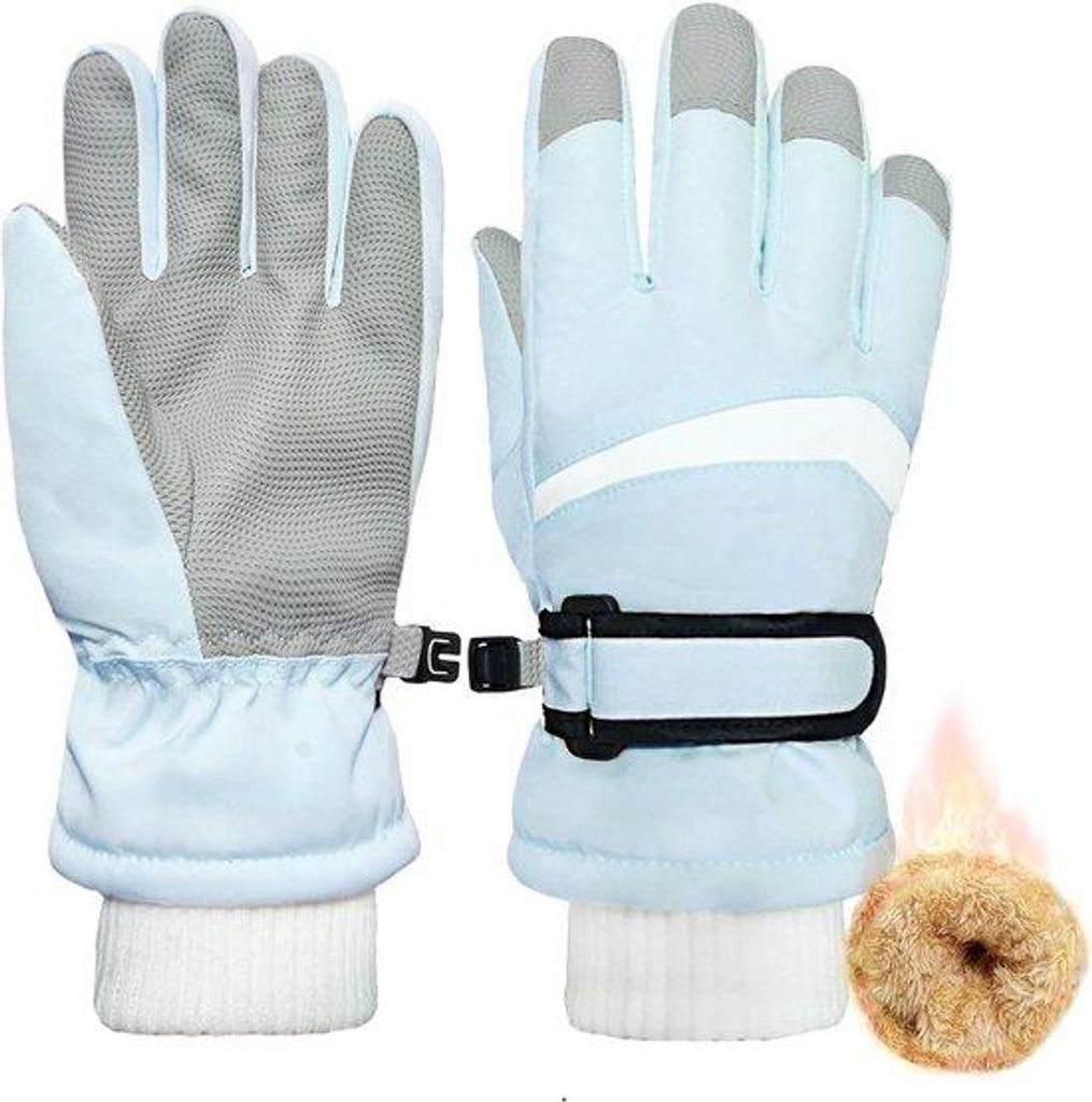 Warme Fleece Skihandschuhe blau für Kinder