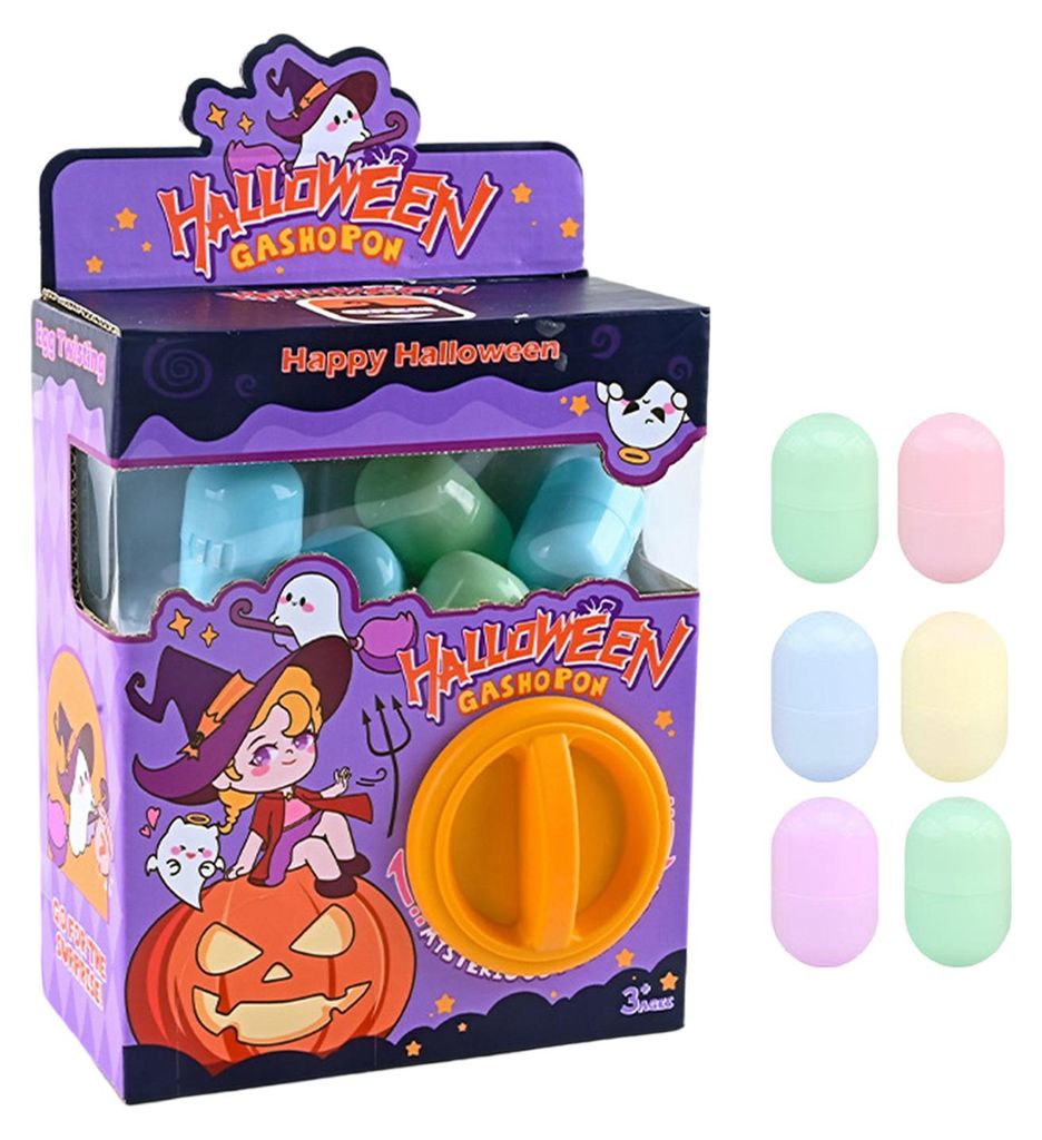 Halloween Mini-Kapselspielmaschine 6/12/16 Zufällige Überraschungseier Niedliche Cartoon-Gashapon-Maschine Mini-Rundkapsel Geschenk für Kinderga...
