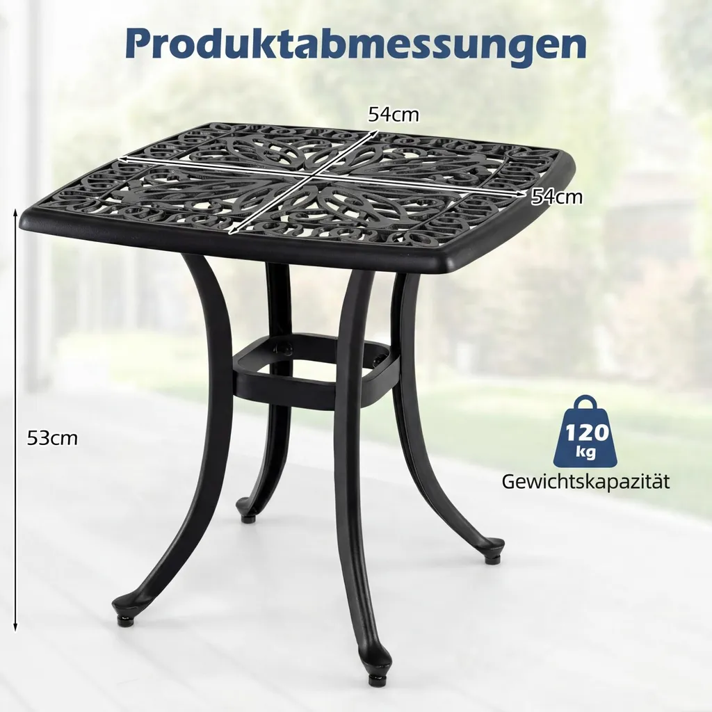 Table d'appoint extérieure avec trou pour parasol et patins réglables - 3