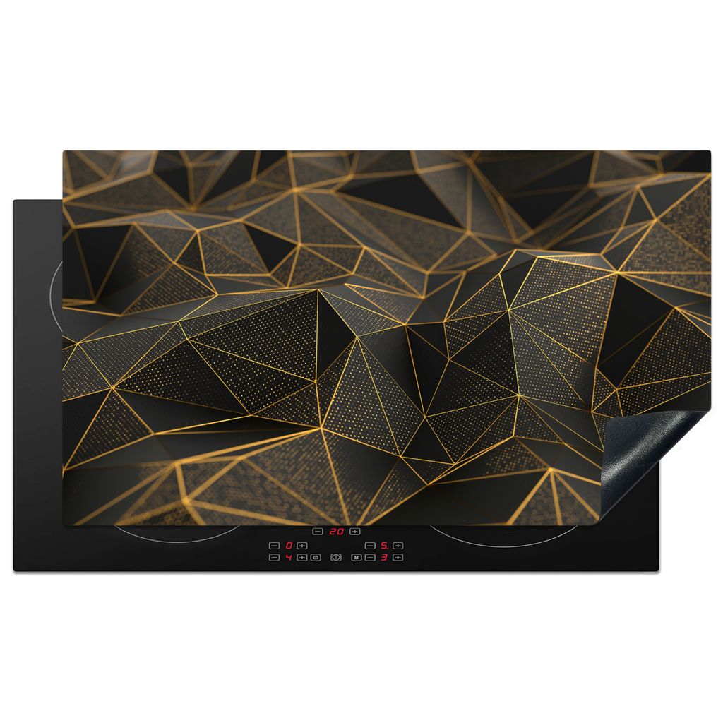 KitchenYeah Herdabdeckplatte Abstrakt - Gold - 3D - Luxus - Kunst , 91x52cm, Küche Deko, Glaskeramikkochfeld Herdabdeckung, Abdeckplatte fùr Ko...
