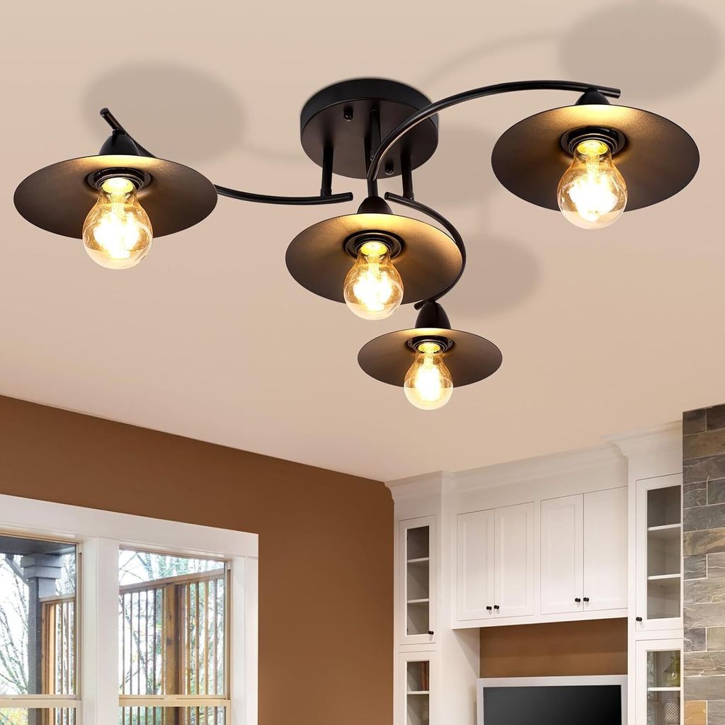 ZMH Lampa Sufitowa Czarna 4 Płomienna Lampa Sufitowa Zdjęcie produktu 