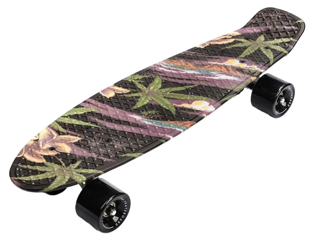 Cruiser skateboard plastique noir Meteor PP997 style fleuri