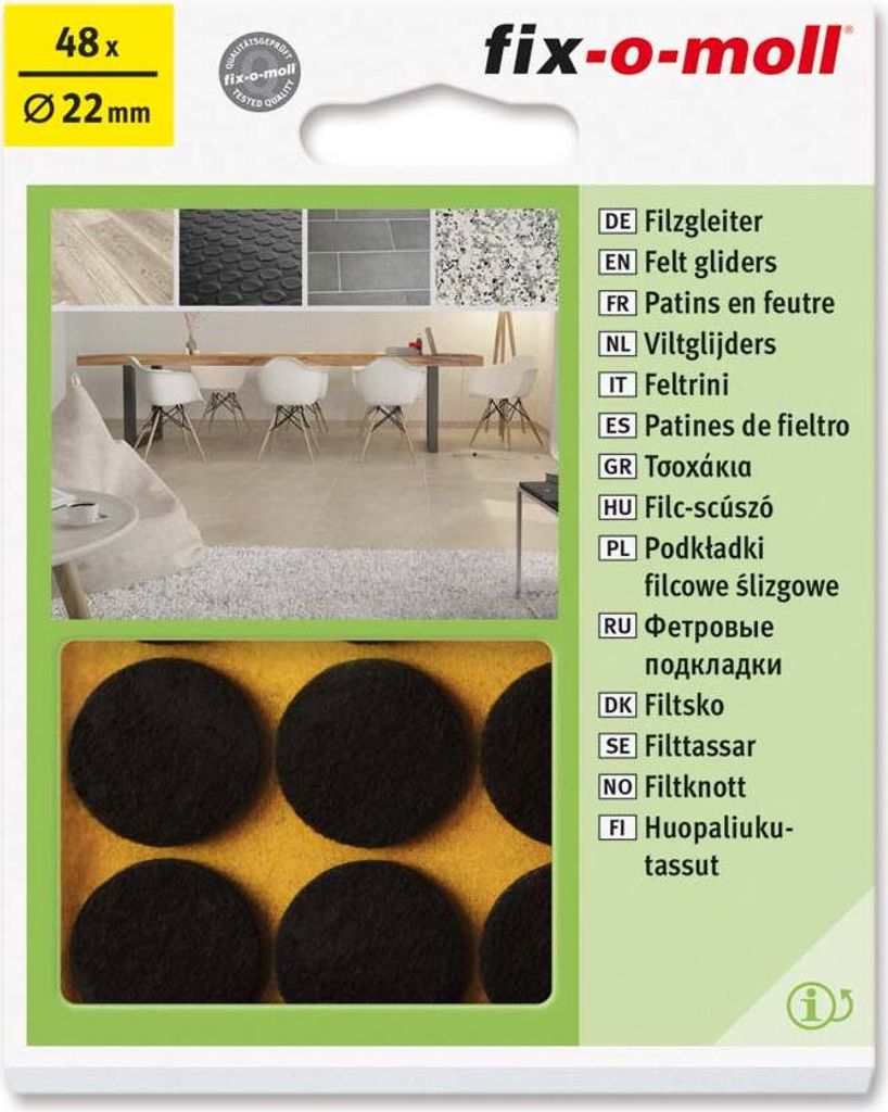 Filzgleiter rund 22mm Big Pack braun fix-o-moll