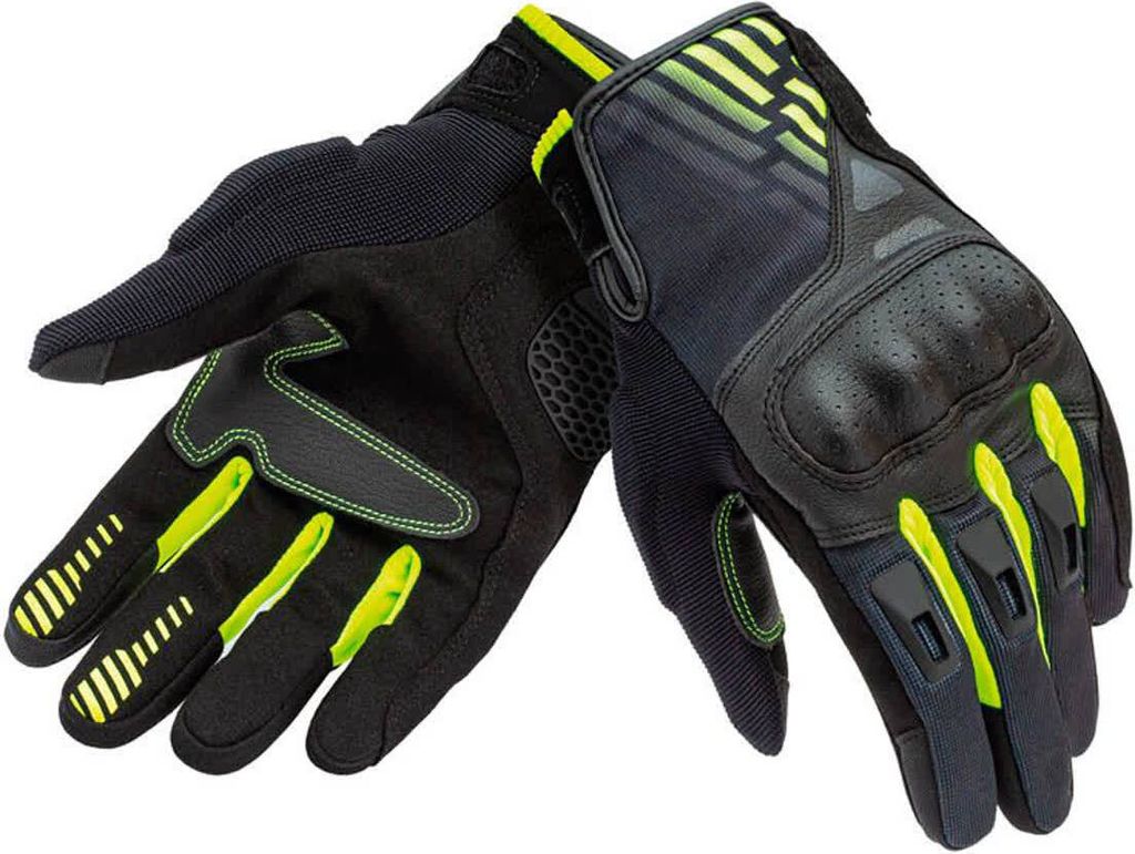TUCANO URBANO STACCA Sommerhandschuhe schwarz/fluo gelb mit genehmigten Knöchelschutz größe XXL