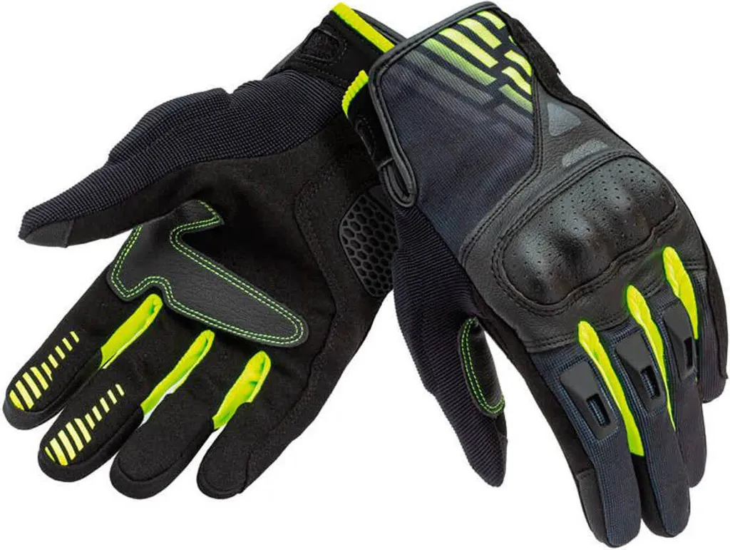 Gants été Tucano Urbano Stacca noir jaune fluo avec coques de protection L