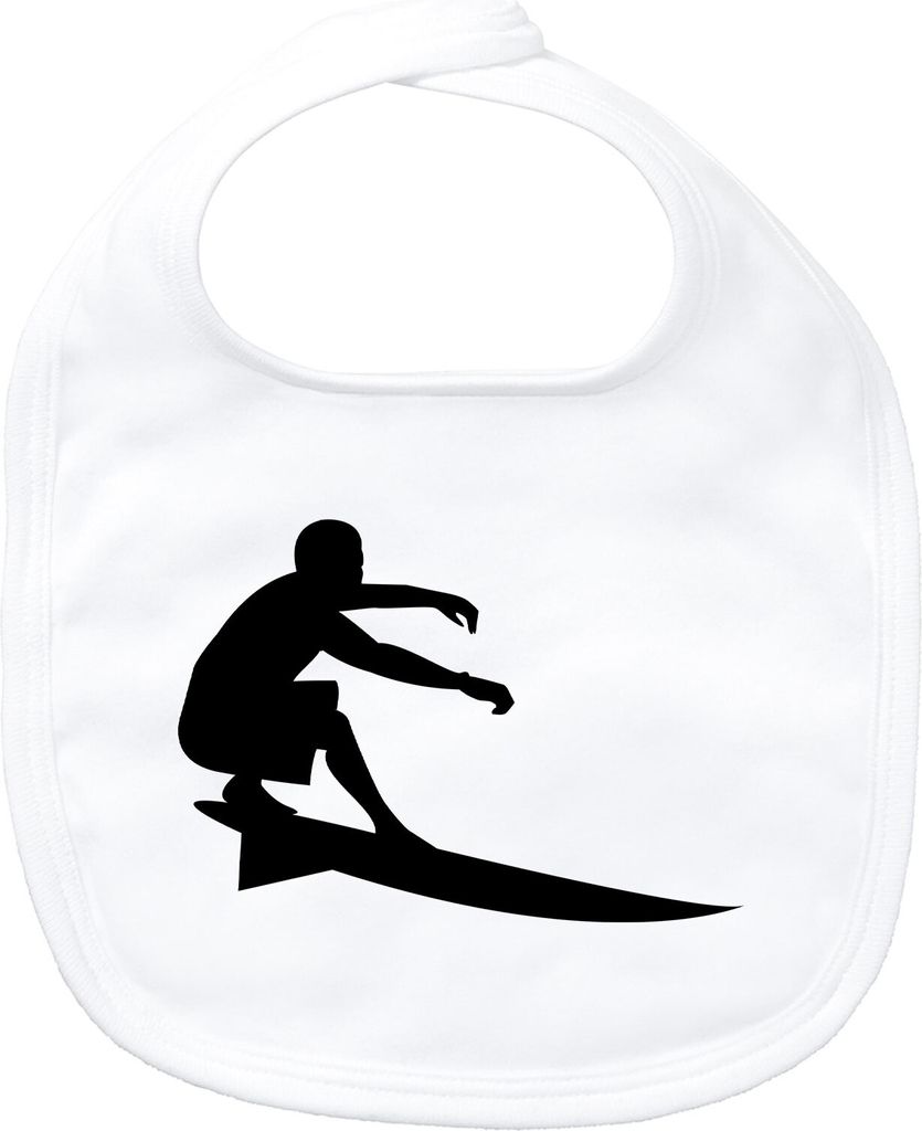 Huuraa Baby Lätzchen Surfen Silhouette White Klettverschluss Baumwolle Latz Geschenkidee