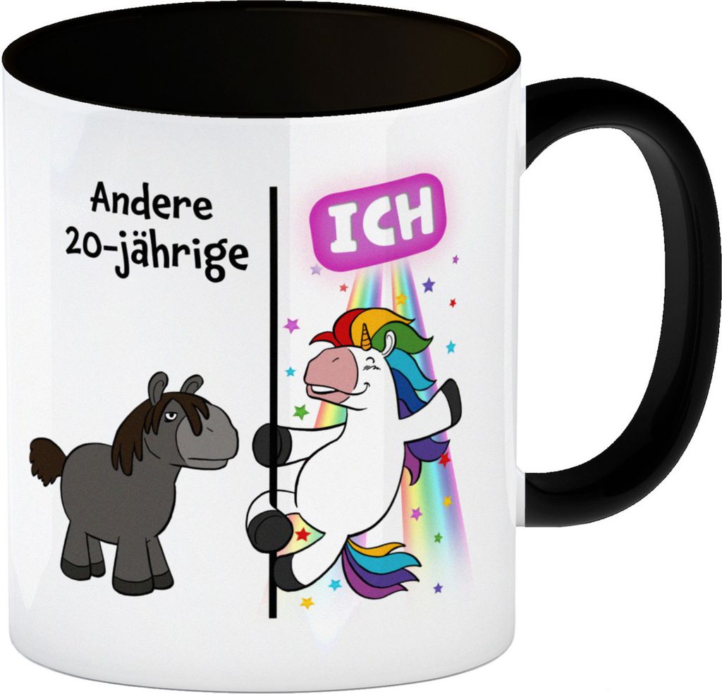 20. Geburtstag Kaffeebecher Schwarz mit lustigem Spruch: Produktbild 