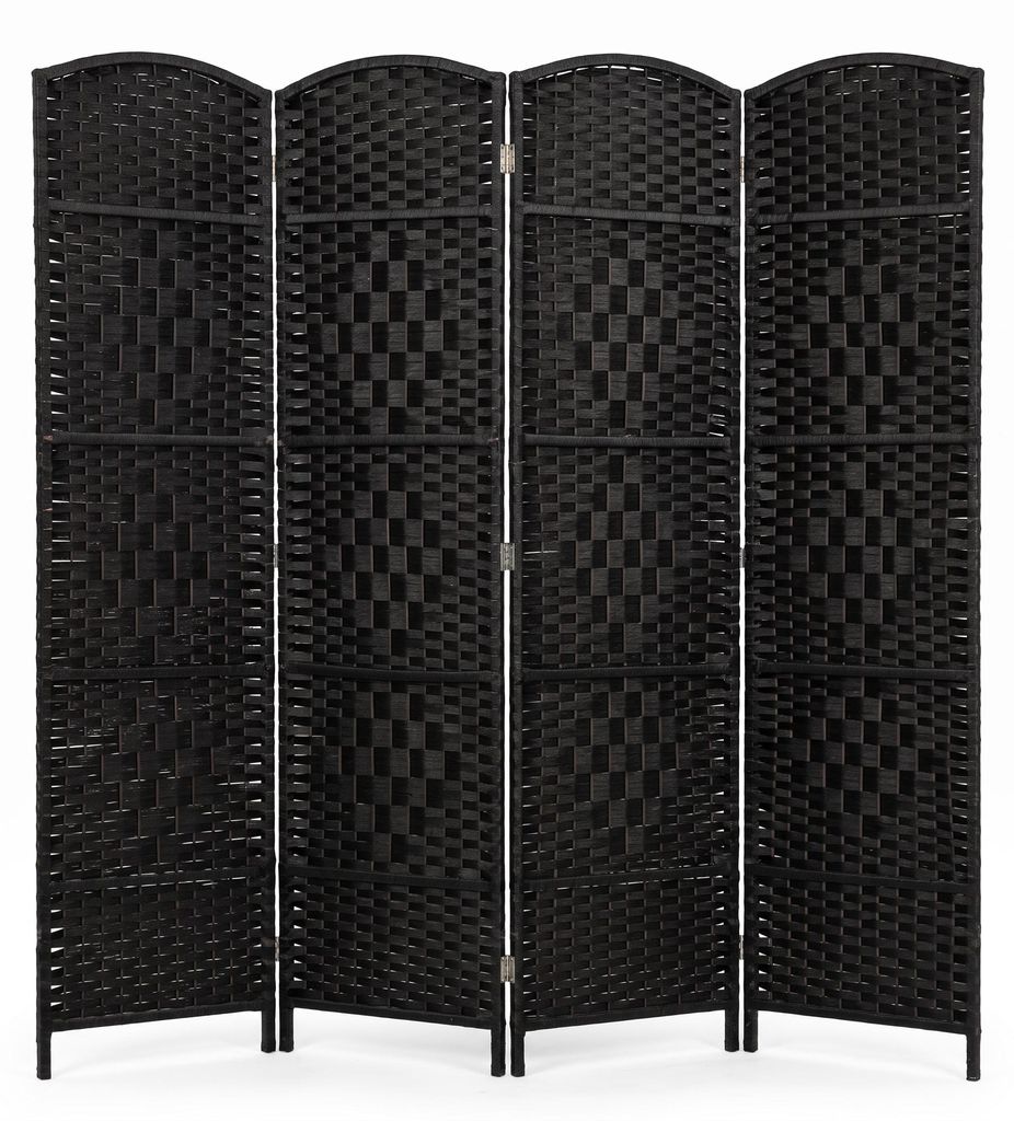 IvoQ Paravent Schwarz – Raumteiler – 4 Paneele – 170 x 160 Produktbild  KI-generiertes Bild