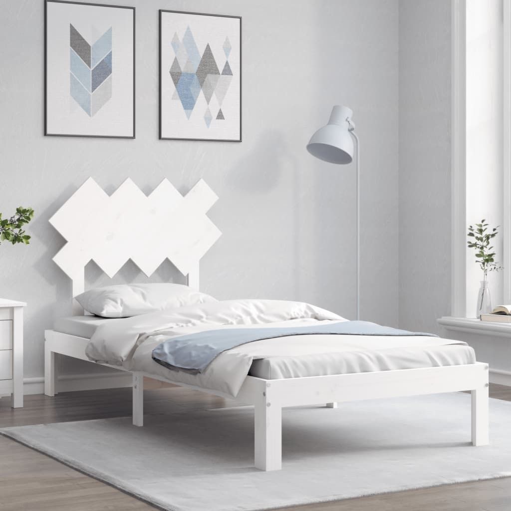 Maison Exclusive - Massivholzbett mit Kopfteil Weiß