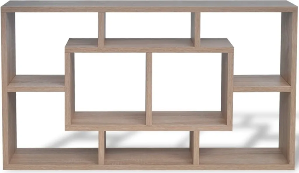 Étagère murale chêne avec 8 compartiments de rangement - Modèle Lucas
