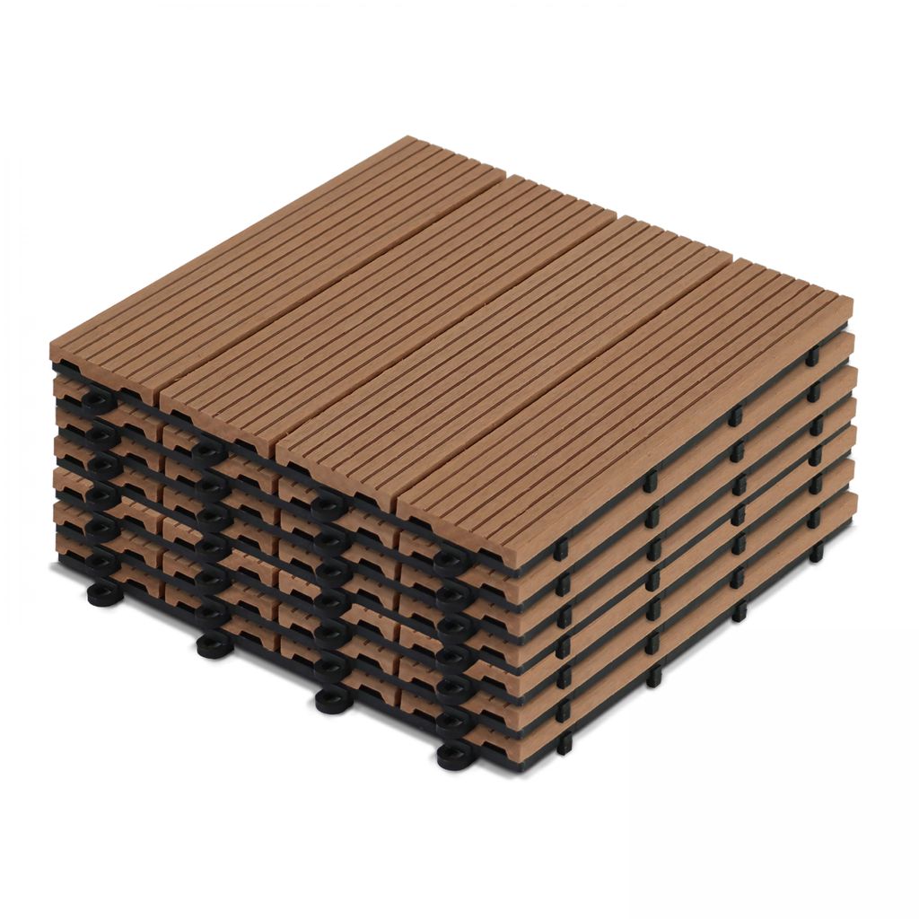 8 klickbare Terrassenplatten aus Verbundholz Braun - Oviala Padang