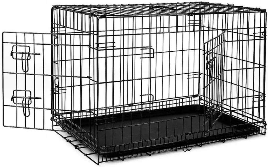 gabbia da trasporto per animali lionto, gabbia pieghevole in metallo con parete divisoria, base in plastica e chiusura di sicurezza, 76x49x56 cm - 12