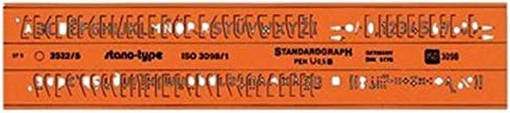 Standardgraph Schriftschablone stano-type Typ B gerade, Mittelschrift 2,5 mm