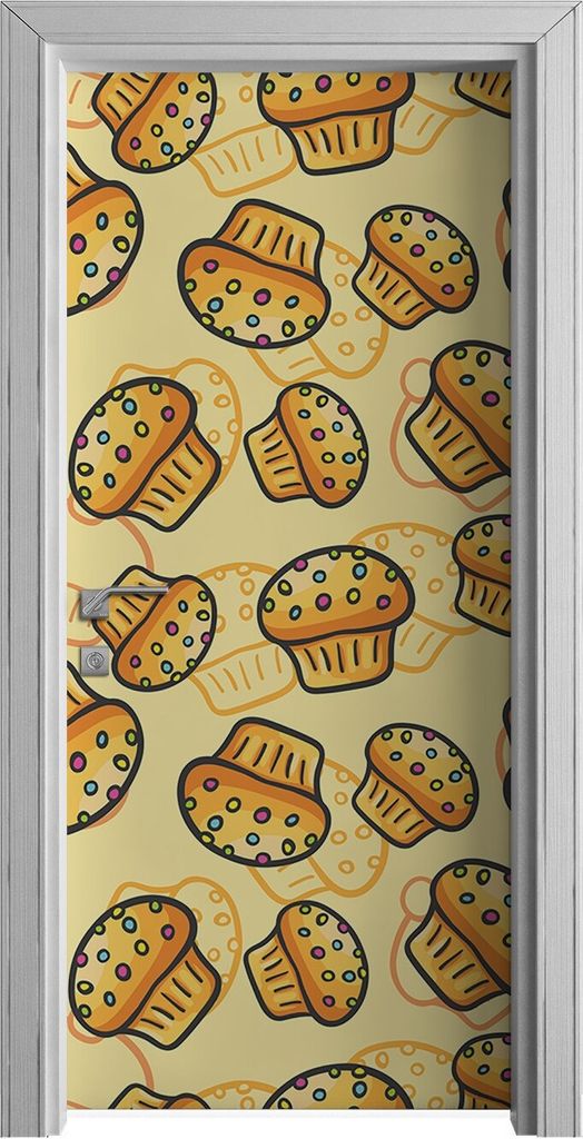 Tür Selbstklebende 90x210 cm Türfolie Türtapete Klebefolie - Muffins mit Bonbons