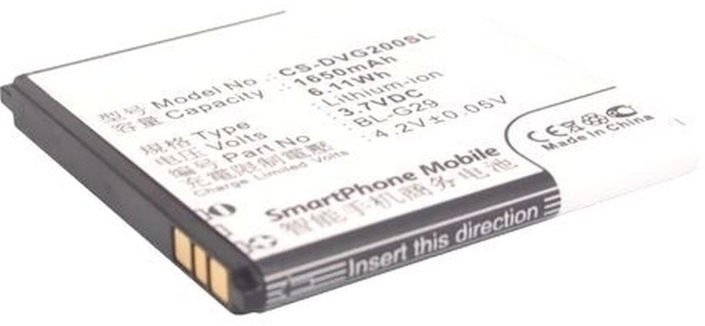 Akku für Doov BL-G29 Li-Ion 3,7 Volt 1650 mAh schwarz. Produktbild 