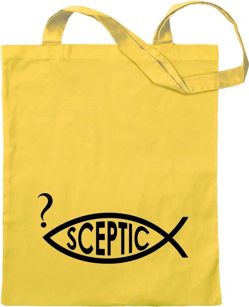 Kiwistar - Baumwolltasche - gelb - Sceptic Fisch - Tragetasche Stoffbeutel Umhängetasche Langer Henkel