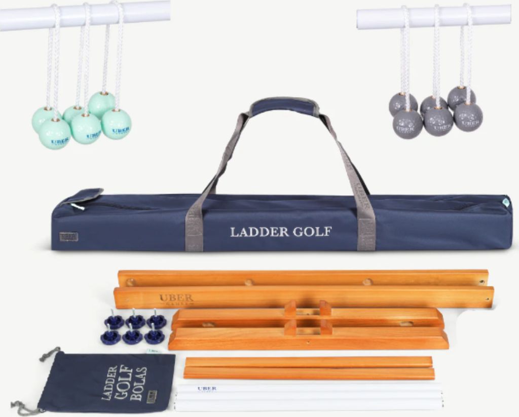 Ubergames - Prof. Ladder Golf - Spin Ladder Set - Grün/Grau - Real Golf Bolas - In Luxustasche