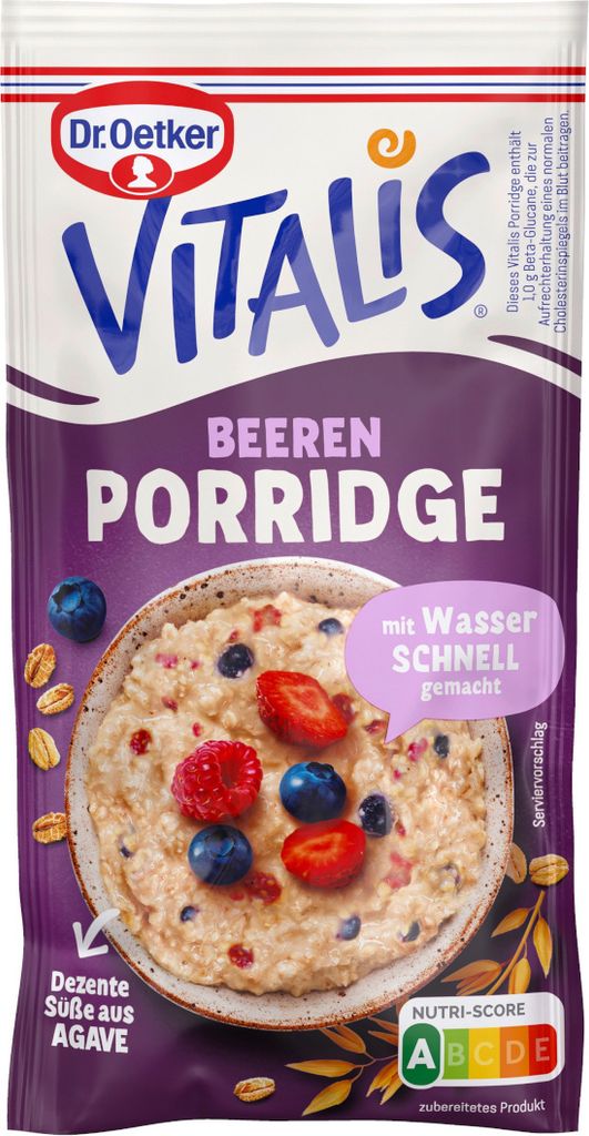 Dr. Oetker Vitalis Porridge Beeren für eine warme Produktbild 