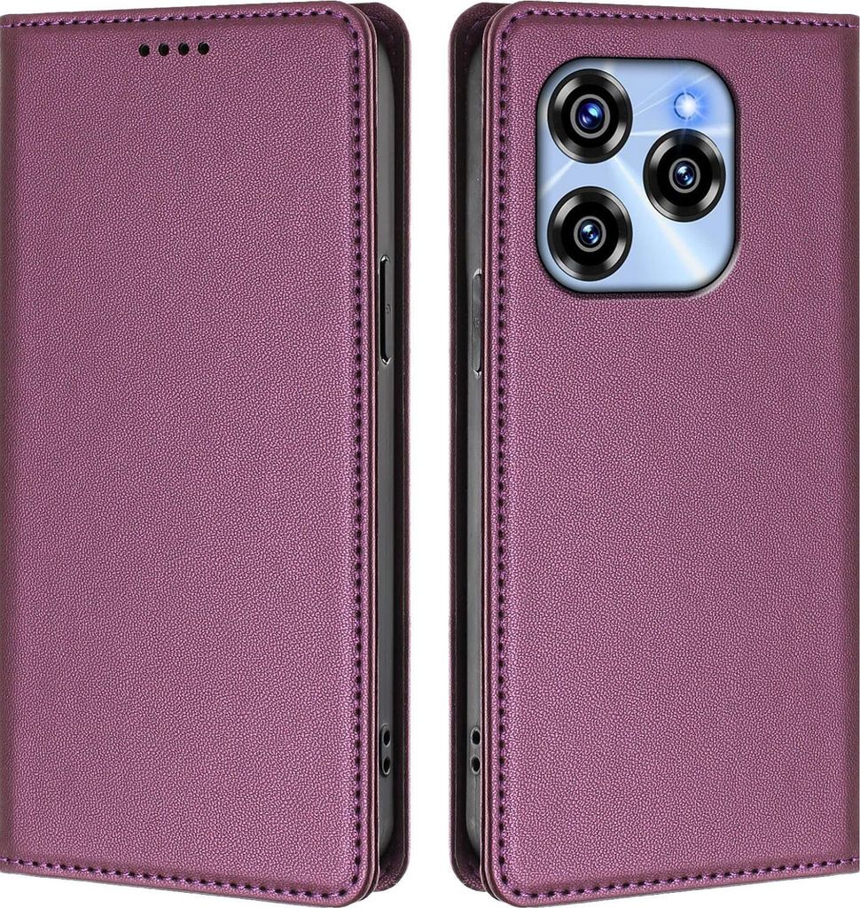 Handyhülle für Oukitel C50, Kunstleder Klapphülle Stoßfeste Magnetische Hülle mit Ständer Lila