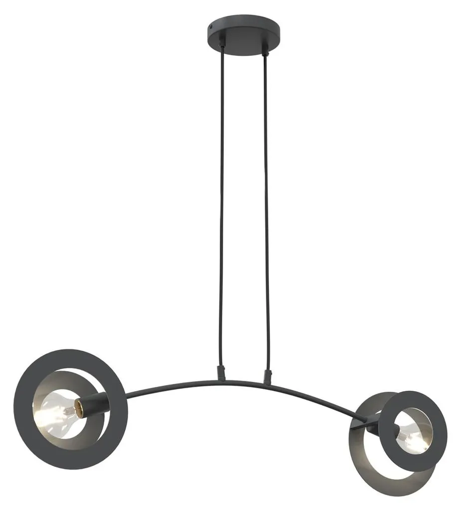 Grande suspension design EUFORIA 120cm en métal noir mat double éclairage