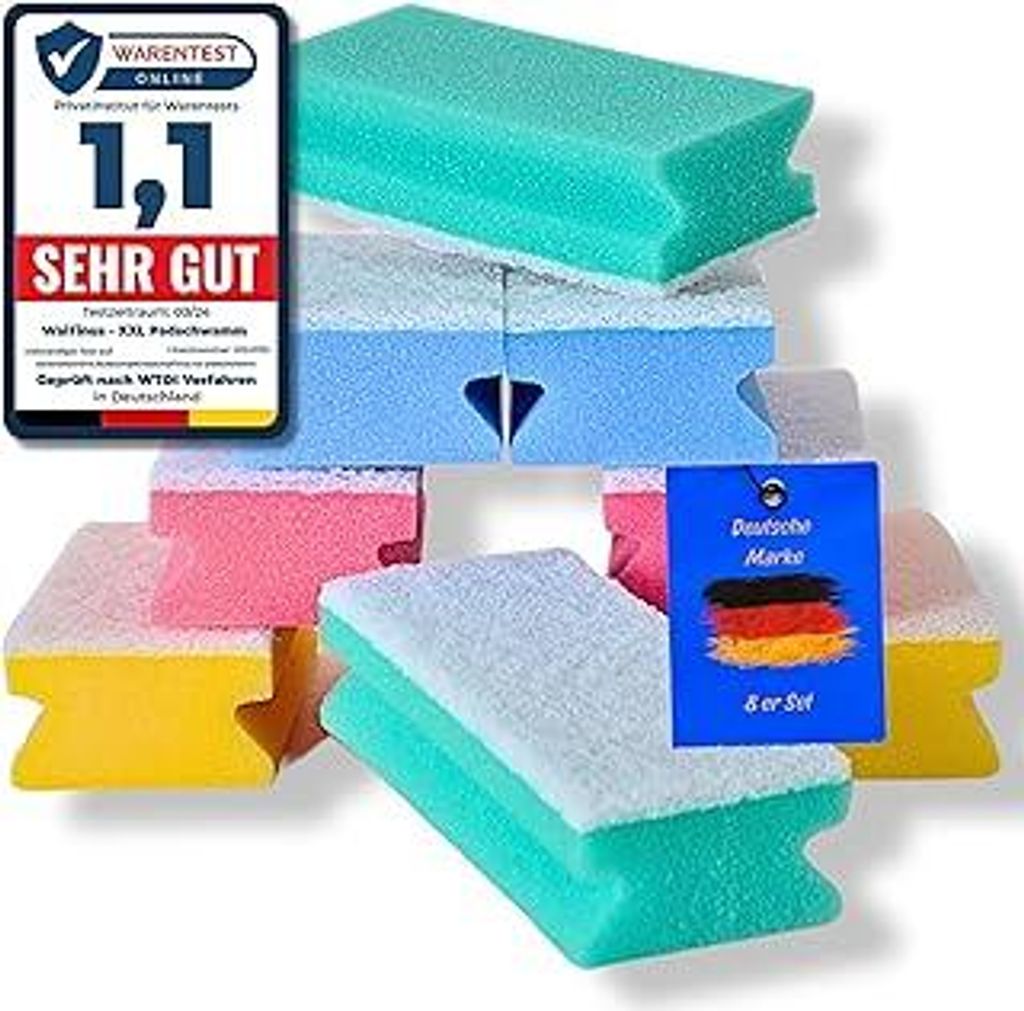 Premium XXL 8 er Set Kratzfreie Spülschwamm, Putzschwamm, Reinigungsschwamm, Küchenschwamm, zweiseitige, Scheuerschwamm, Topfreiniger, waschbar -...