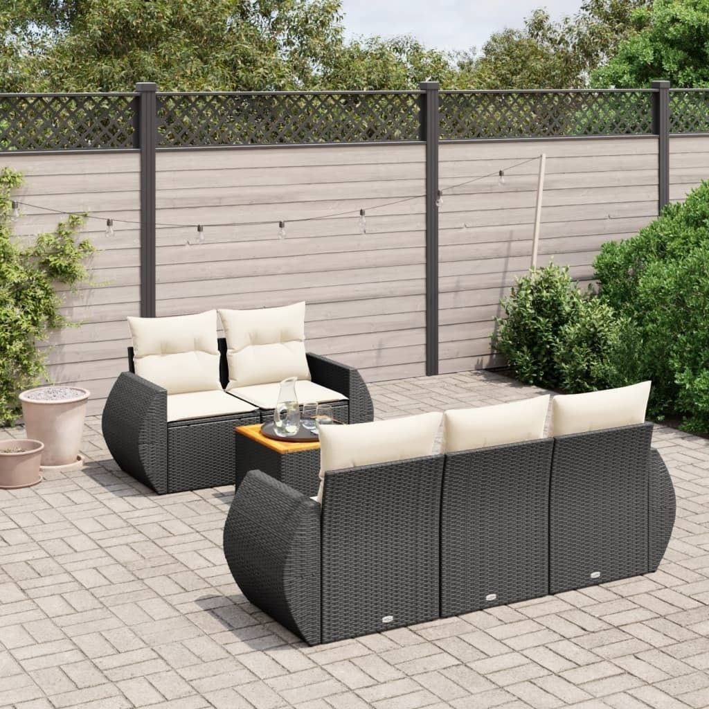 Maison Exclusive - 6-tlg. Garten-Sofagarnitur mit Kissen Schwarz Poly Rattan