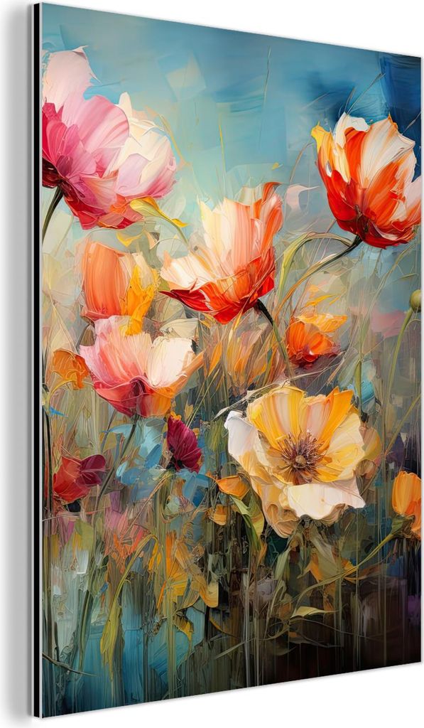 MuchoWow Wanddekoration Metall Metallbild Wandkunst 30x40 cm Blumen - Aquarell - Kunst - Botanisch - Natur MuchoWow Aluminium Gemälde - Bilder