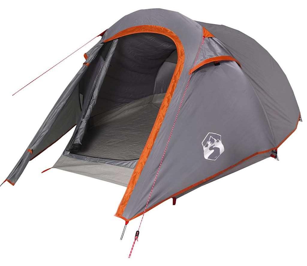 vidaXL Tenda a tunnel 2 persone Grigio e arancione Immagine del prodotto 