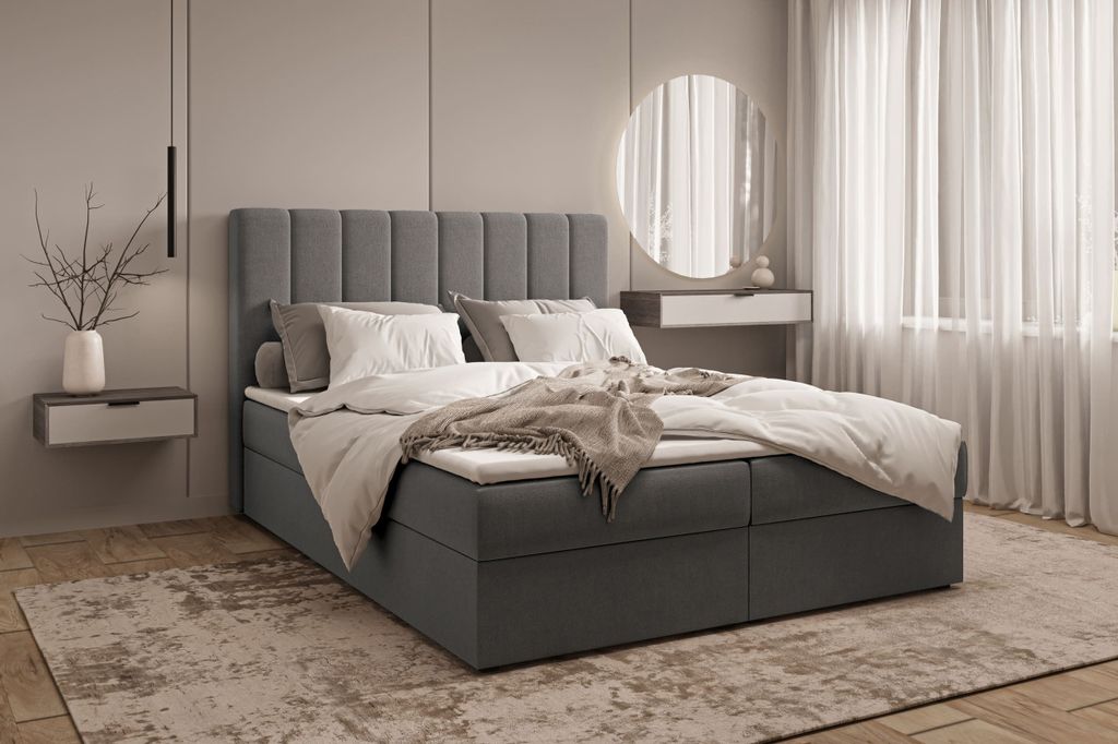 Kontinentalbett aus Samt, Polsterbett, Boxspringbett, Produktbild 
