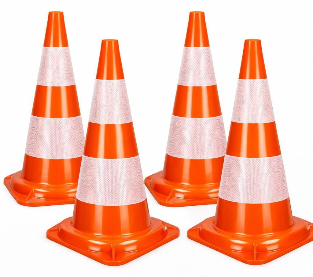 4er Set Verkehrskegel - 47 cm Orange/Weiß Produktbild 