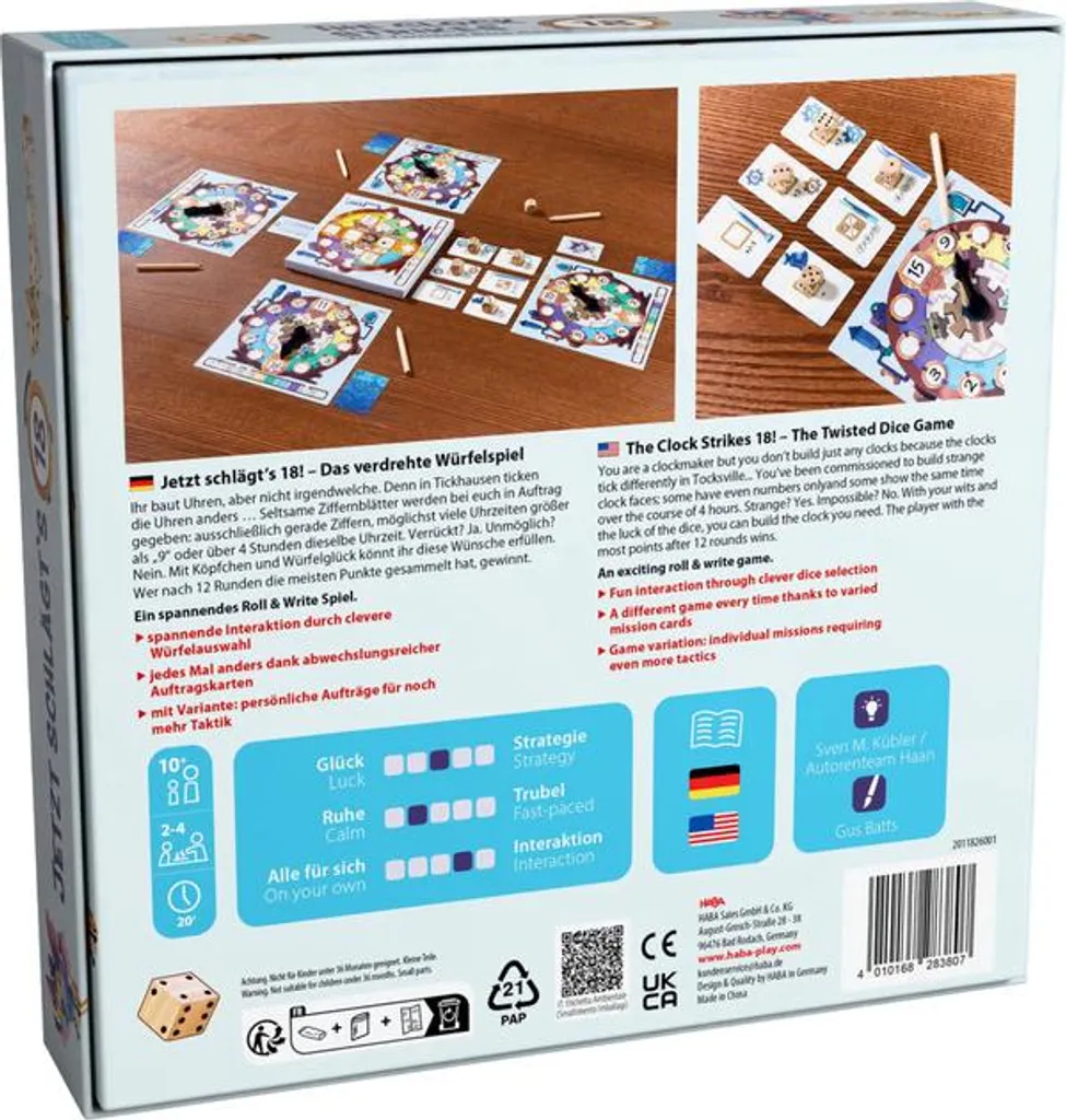 Jeu de dés stratégique Maintenant, c'est 18 avec règles originales