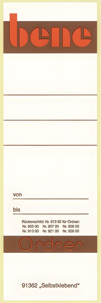 bene Rückenschilder selbstklebend