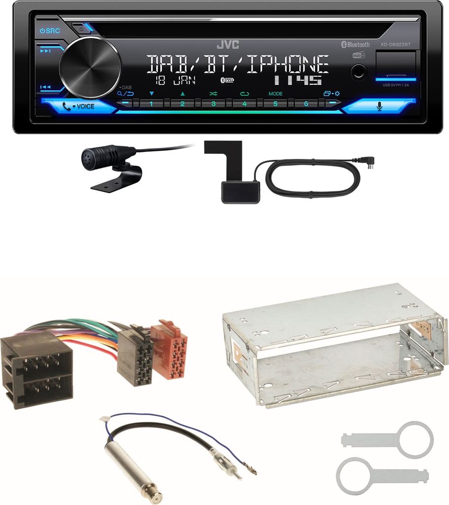 JVC KD-DB922BT Bluetooth DAB USB CD Einbauset für Seat Ibiza 6L Arosa Cordoba