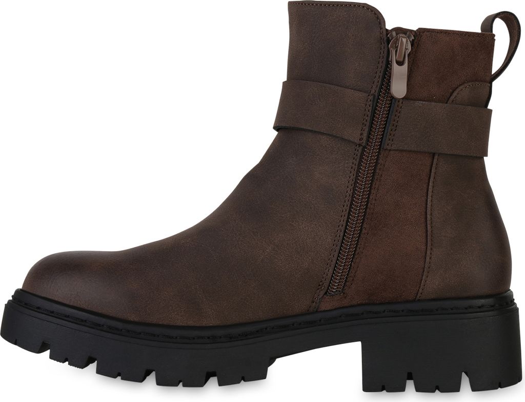 VAN HILL Damen Keilstiefel Gefüttert - Mit Schnallen, 8,5cm Absatz, Perfekt Für Herbst & Winter