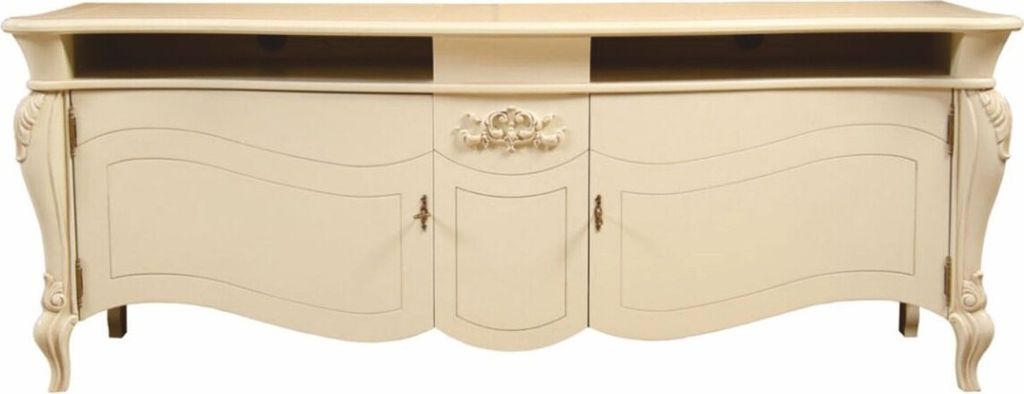 Casa Padrino Luxus Barock TV Schrank Creme 187 cm - Barock Wohnzimmer Möbel