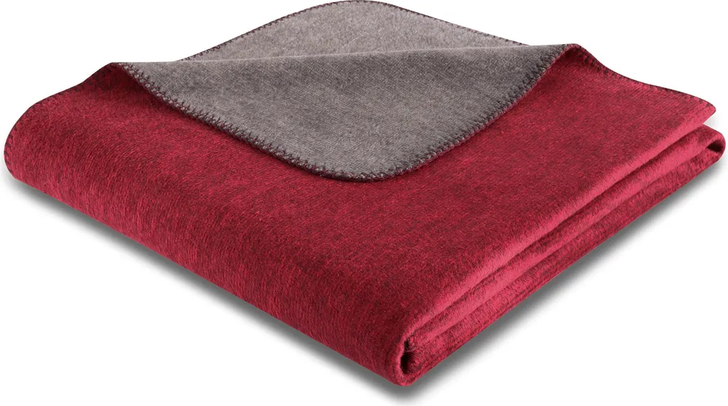 Couverture douce Doubleface Biederlack rouge et anthracite 150x200 cm pour salon