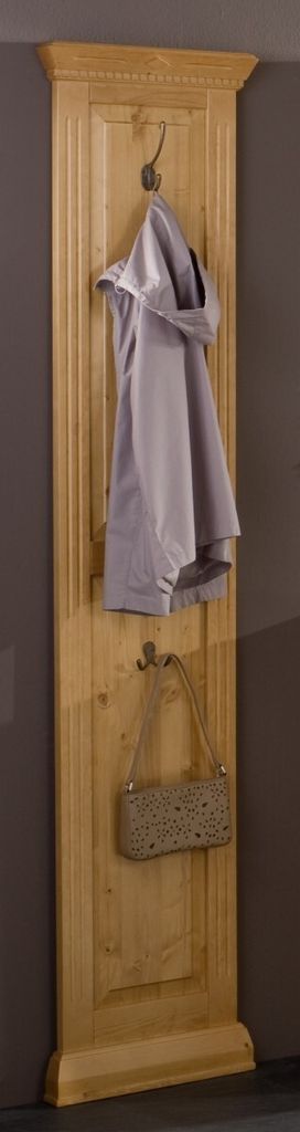 Wandgarderobe Isabella 43x197 aus massiver Antik lackierter Fichte mit 2 Haken