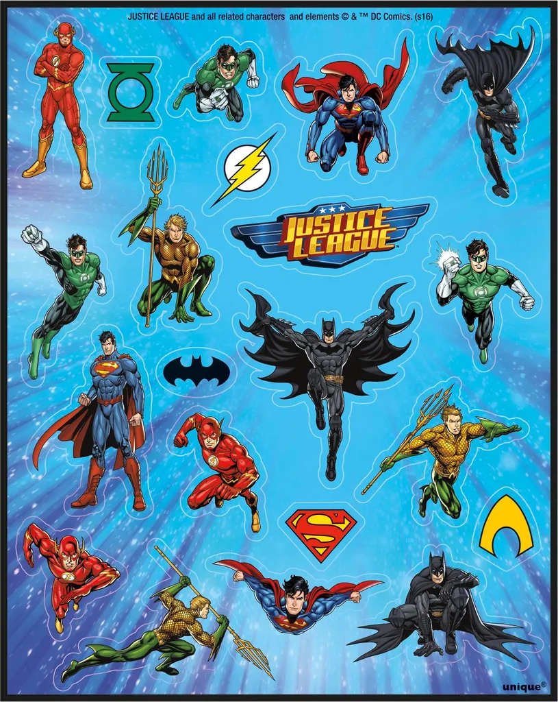 Set autocollant Justice League 4 feuilles pour personnaliser vos objets