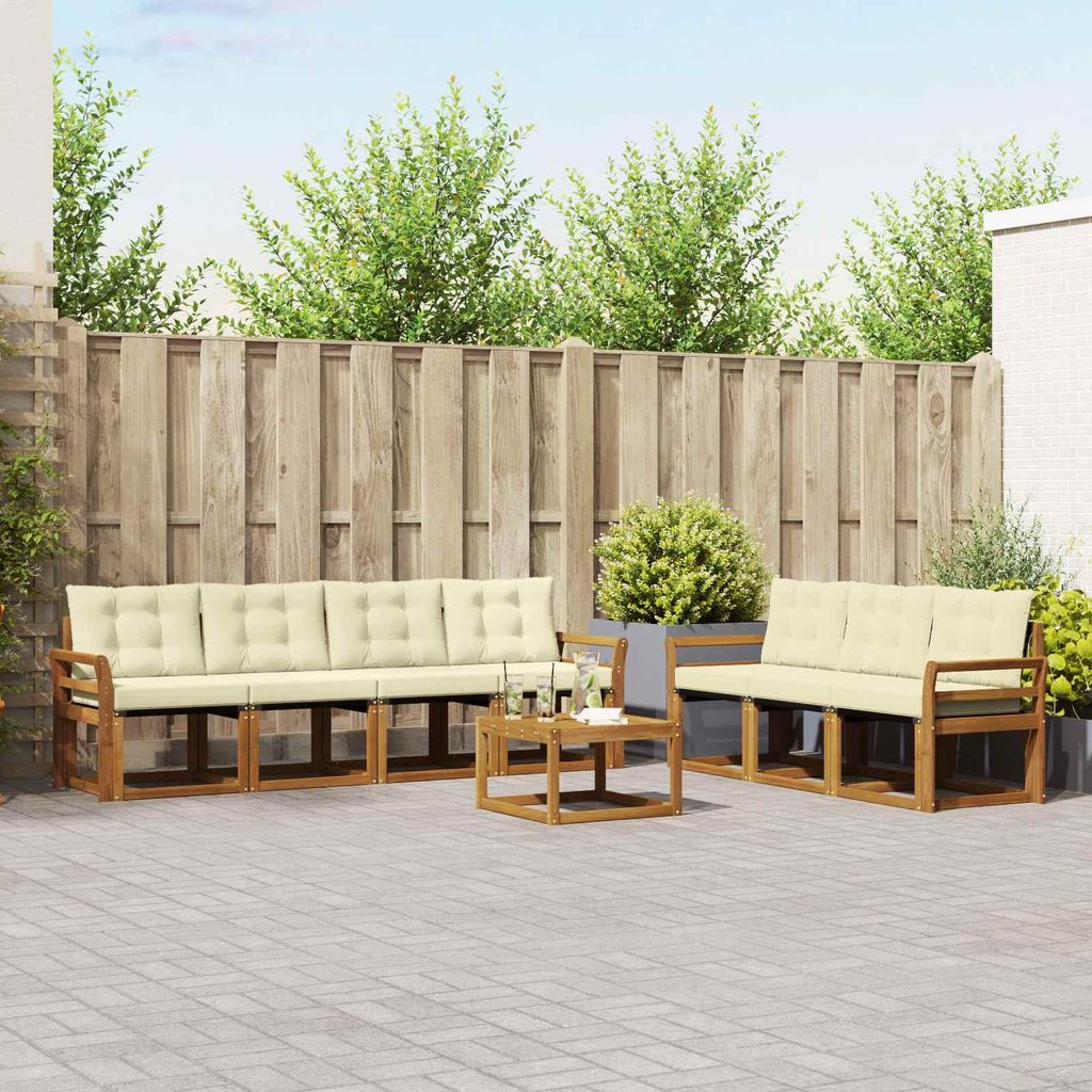 "Summerschlussverkauf"Outdoor-Sofagarnitur - CLORIS - Balkonmöbe/Sitzgruppe - mit Kissen 8 pcs - Moderne Design - Natur und Creme - Gartensofas DE...