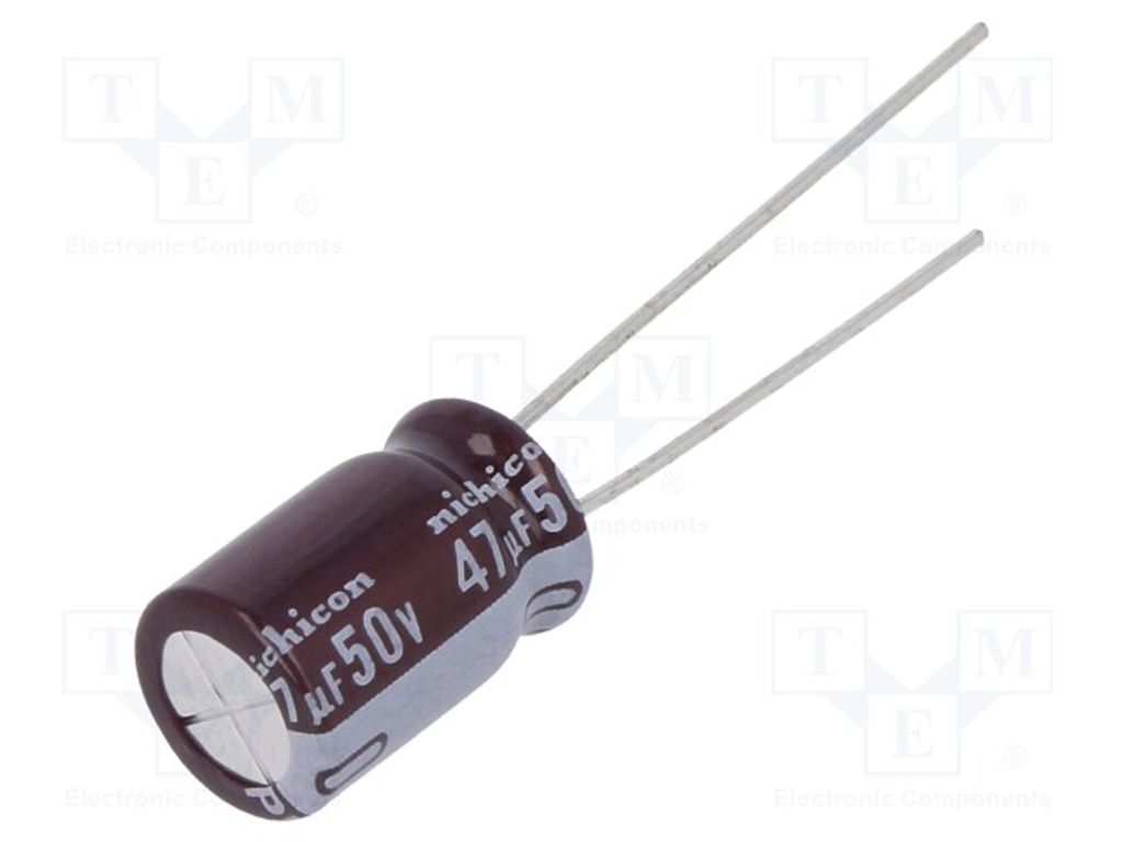 2x Kondensator: elektrolytisch THT geringe Impedanz 47uF 50VDC UPV1H470MGD1TD Ele