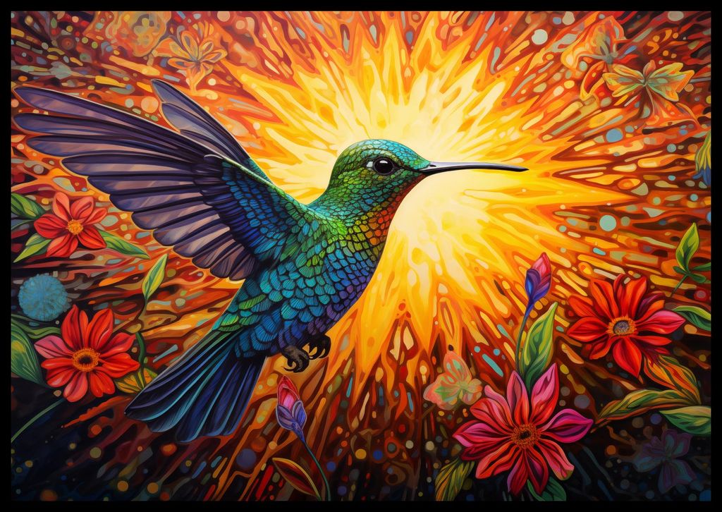 Plakat 66,5x46,5cm Kolibri Farben
