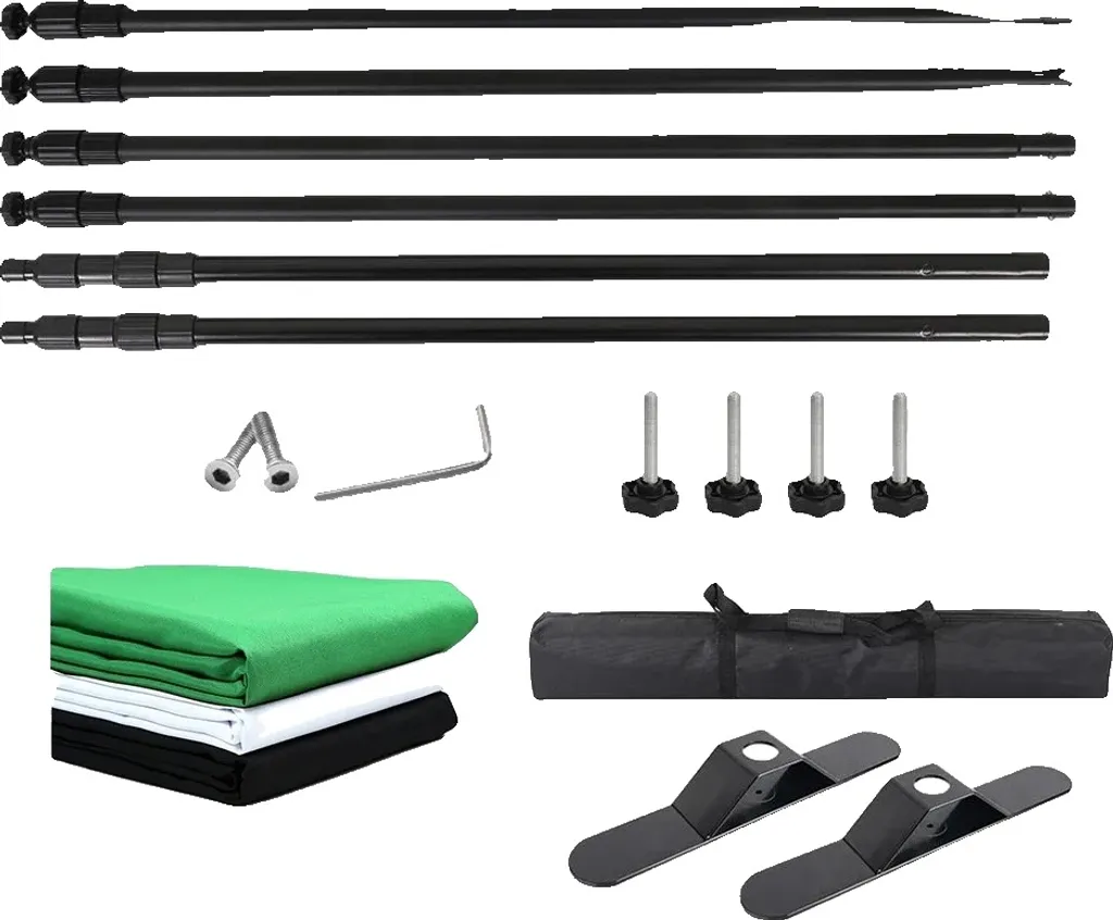 Kit Support de Fond de Studio Photo 2.4x3m avec 3 Coloris et Transport
