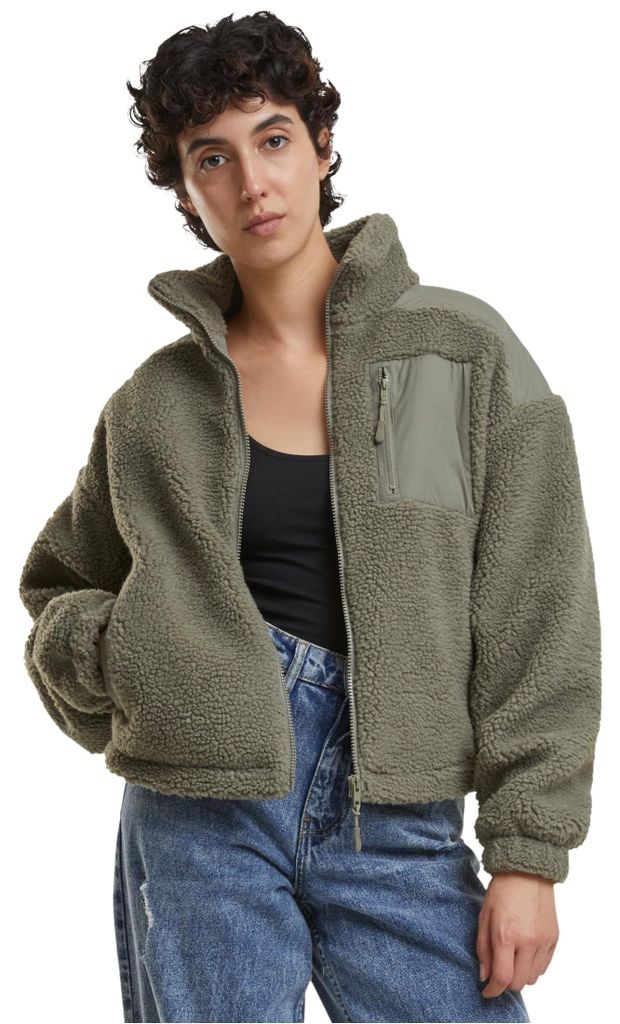 Urban Classics - Giacca Sherpa Mix da donna verde chiaro - Immagine del prodotto 