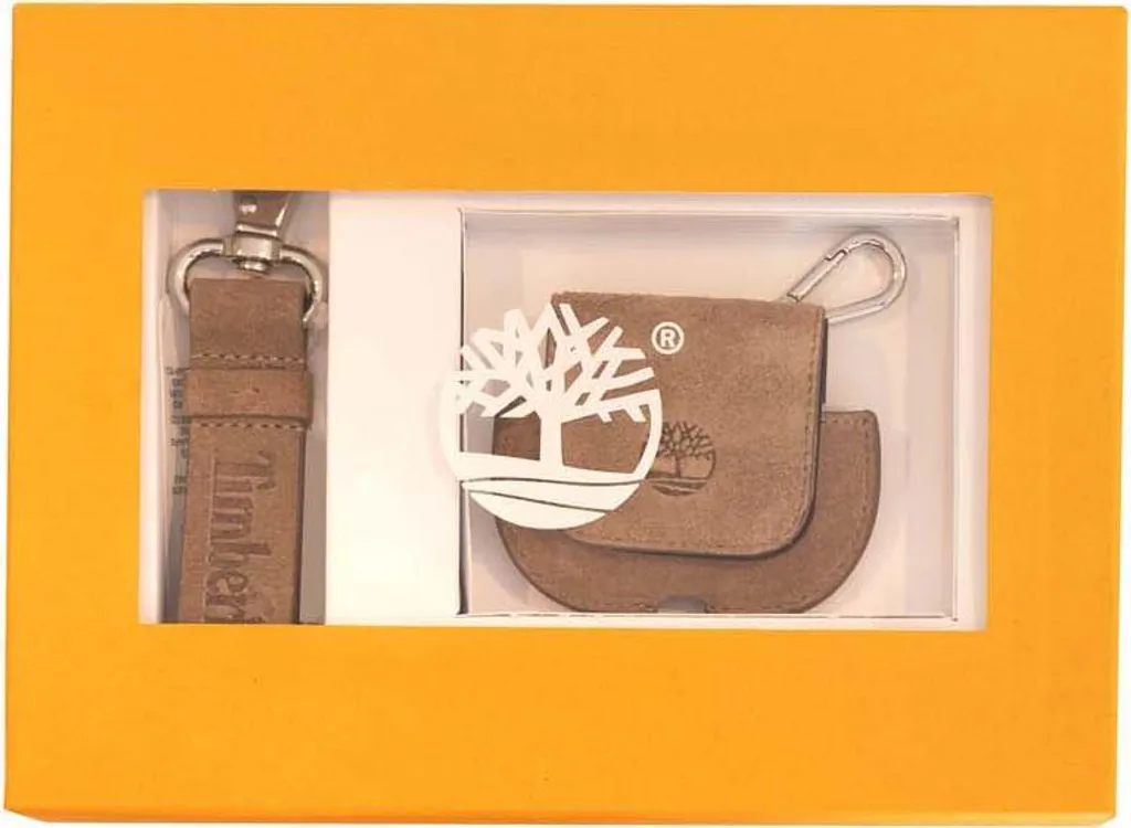 Étui AirPods Timberland en Cuir Suède Marron avec Mousqueton Métal
