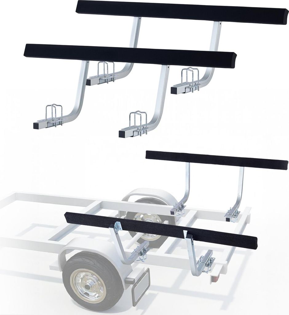 Bootsanhänger-Führung - Führungsstütze - Montagehöhe 42,5/47,5 cm - 0–18 cm Verstellbar - Verstärkter Stahl - Stützplatten - Für L-/Kaste...